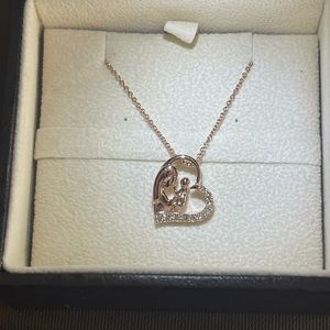 Diamond Heart Mother & Baby Pendant